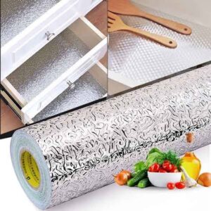 Silver Foil Kitchen Waterproof & Oil Proof Sticker | Aluminum Foil Self-Adhesive Sheet for Stove, Cabinets & Walls – Heat Resistant Wallpaper (60×200cm)