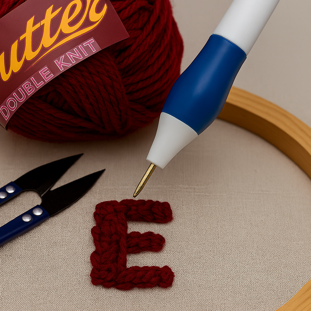 3D Embroidery Punch Needle Kit with 10 Inch Wooden Hoop, Jute Cloth (20x36 inch), Thread, Scissors & Tools – Complete Handcraft Embroidery Set (Maroon Yarn) - Image 4