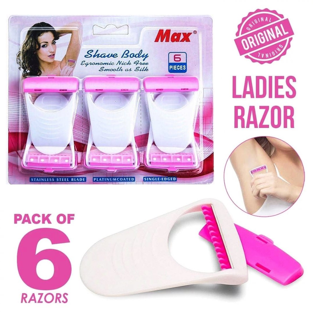Safit Shave Body Razor Pack of 6 – White & Pink Disposable Razors for Women, Soft Blades Hair Remover for Smooth & Gentle Shaving
