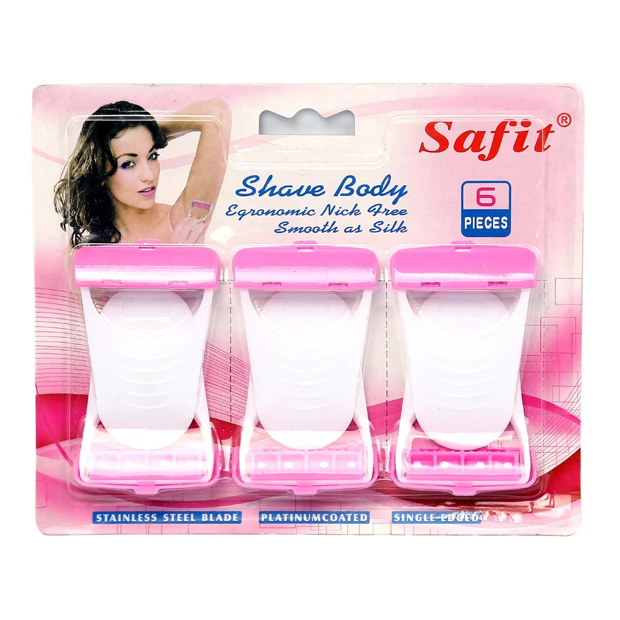 Safit Shave Body Razor Pack of 6 – White & Pink Disposable Razors for Women, Soft Blades Hair Remover for Smooth & Gentle Shaving - Image 3