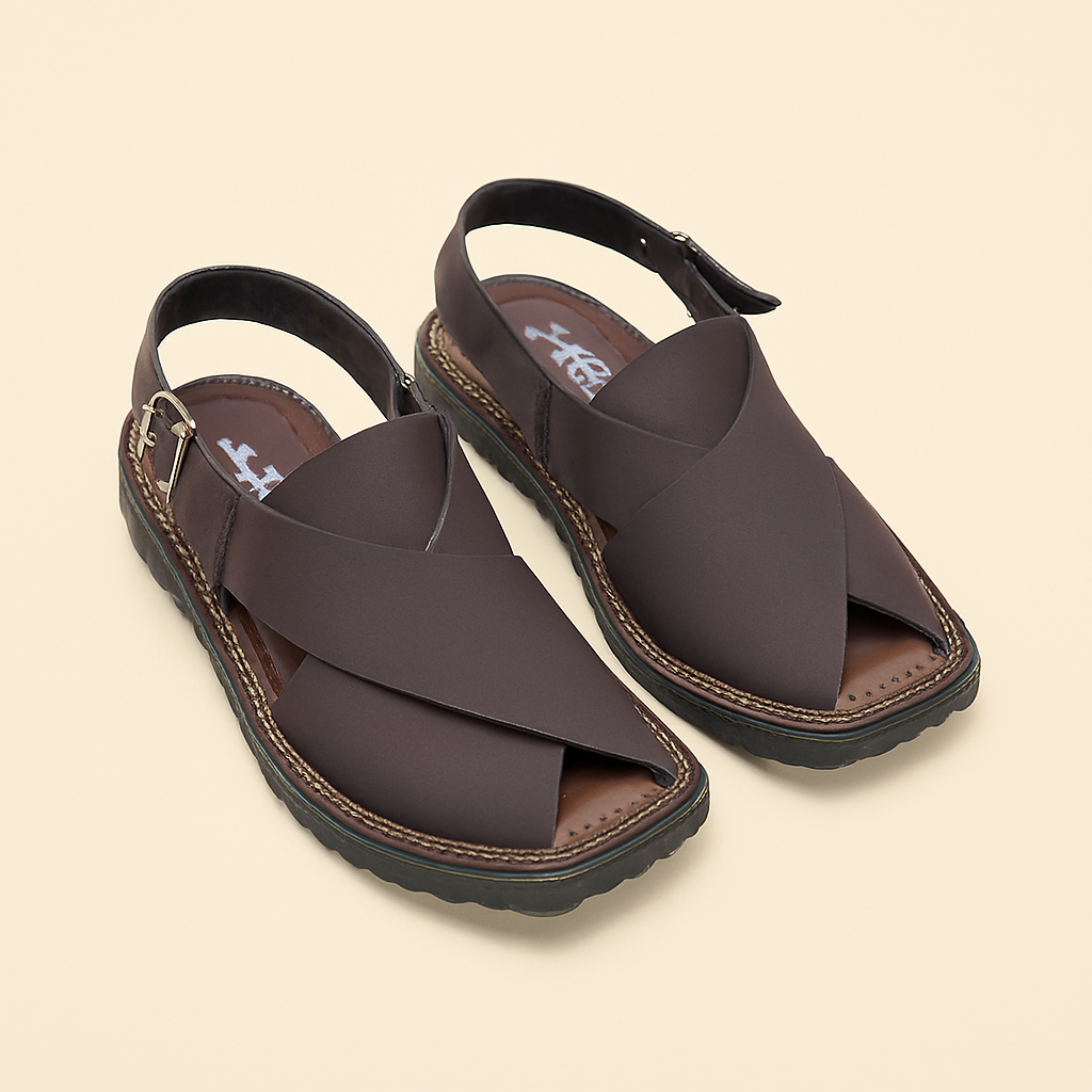 M.K SOFT - Men's Sandals on Synthetic Material - Synthetic Peshawari Sandals for men (Brown) - Image 2