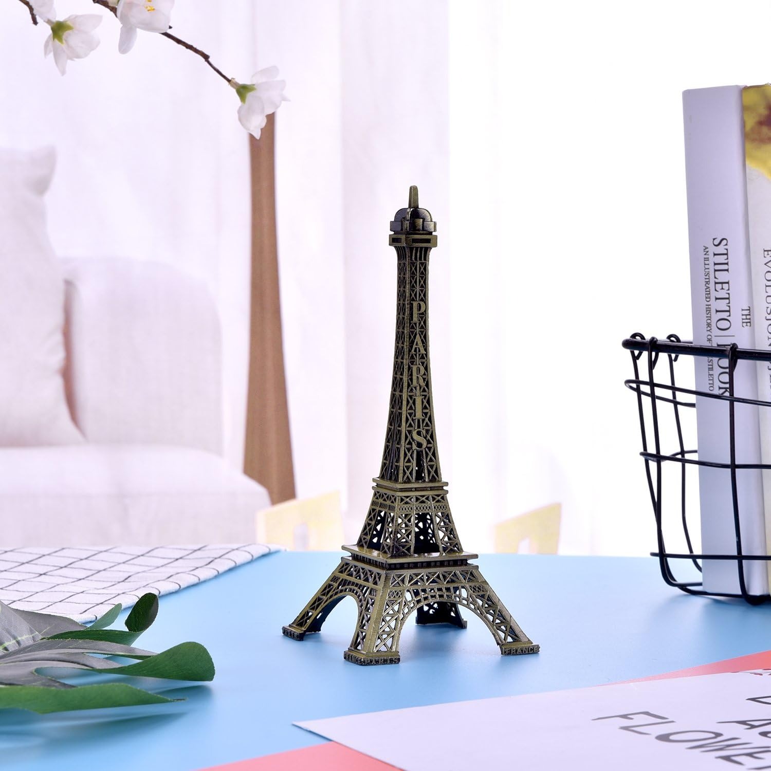 7-Inch Eiffel Tower Statue Home Decor | Bronze Alloy Metal Paris Landmark Model for Desk, Shelf & Gift - Image 5