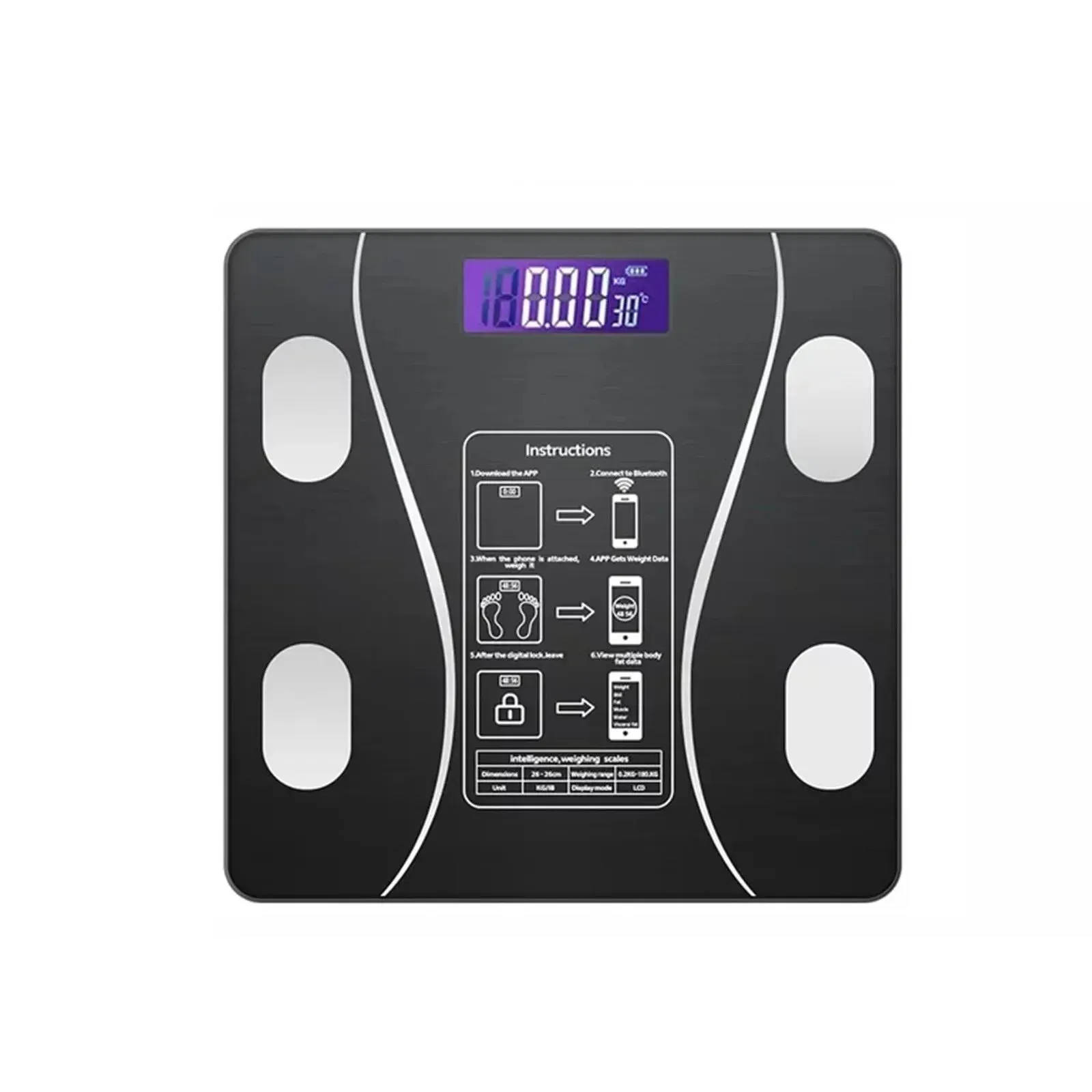 Smart Wireless Bluetooth Digital Weight Scale – Max 180kg, Precision D=50g, Body Weight Monitoring - Image 2