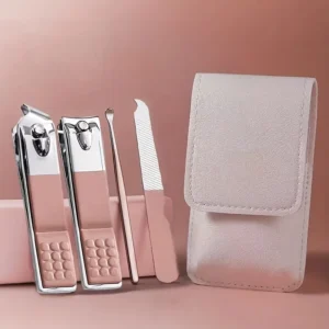 4-in-1 Professional Manicure Set – Stainless Steel Nail Care Kit with Nail Clippers, Nail File & Dead Skin Fork (Random Color)