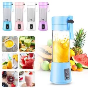 Rechargeable Portable Mini Juicer Blender – 6 Blades, 380ml Outdoor Juicing Cup [Random Color]