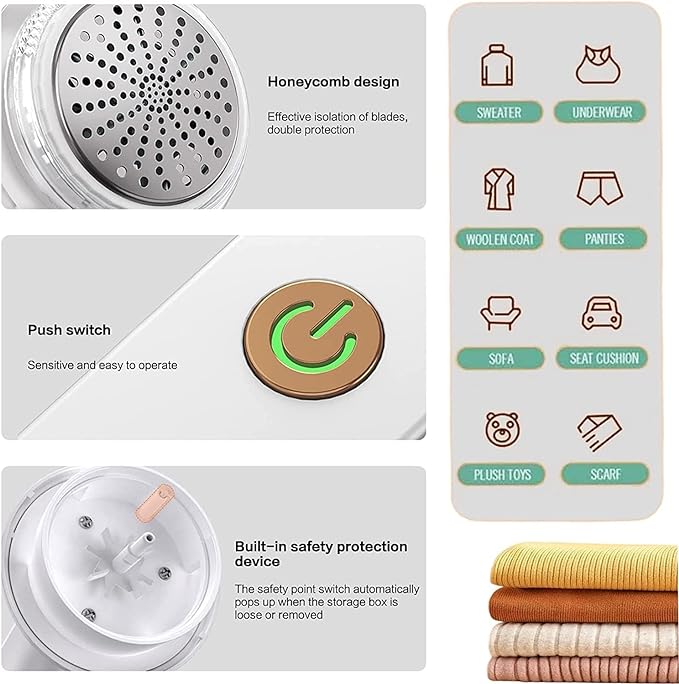 Electric Lint Remover For Clothing Sweater Anti Pilling Razor Coat Hair Ball Trimmer Rechargeable Plush Clothing Razor Remover (Random color) - Image 5