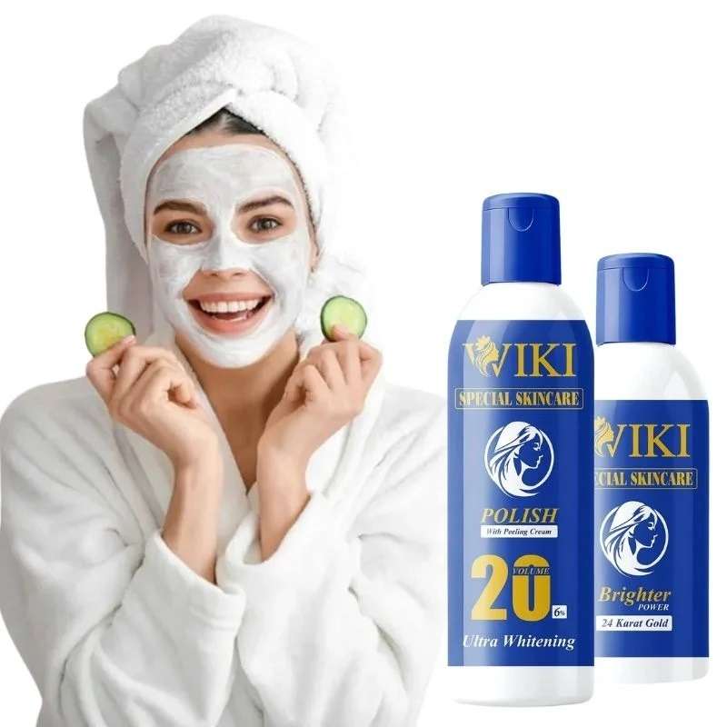WIKI Special Skin Care Polish With Peeling Cream 200ml & 24K Gold Brighter Powder 100ml – Ultra Whitening Formula - Image 3