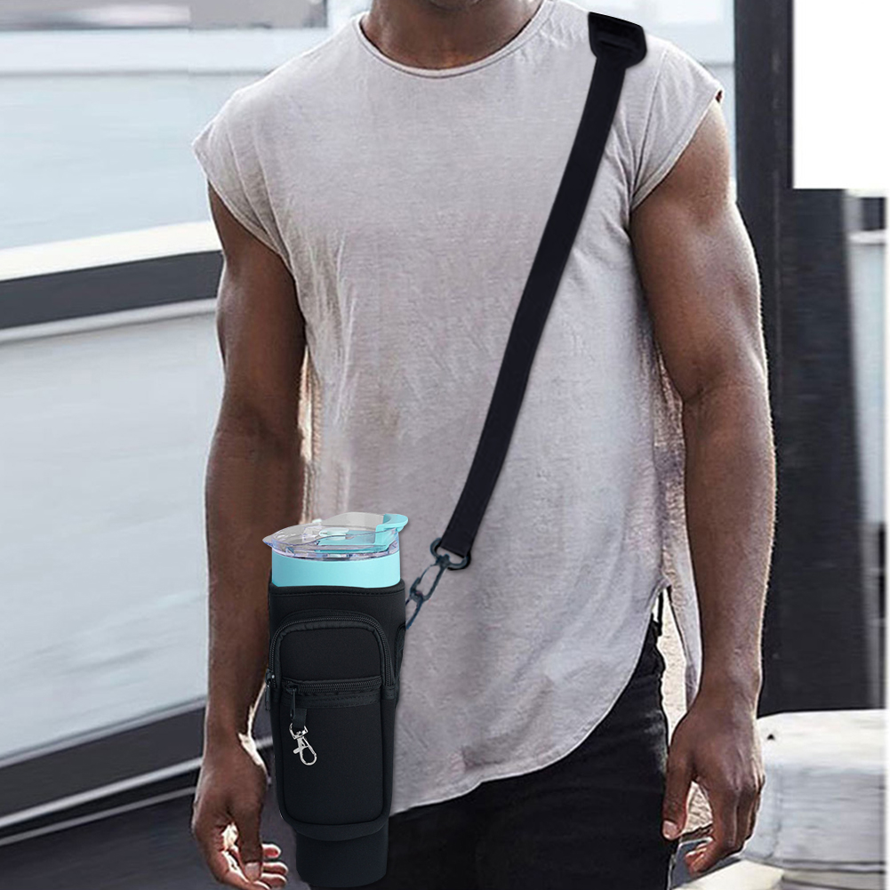 Water Bottle Carrier Bag with Phone Pocket for Stanley Quencher Cup with Handle Water Bottle Holder Pouch - For 1200 ML Bottle - Image 5