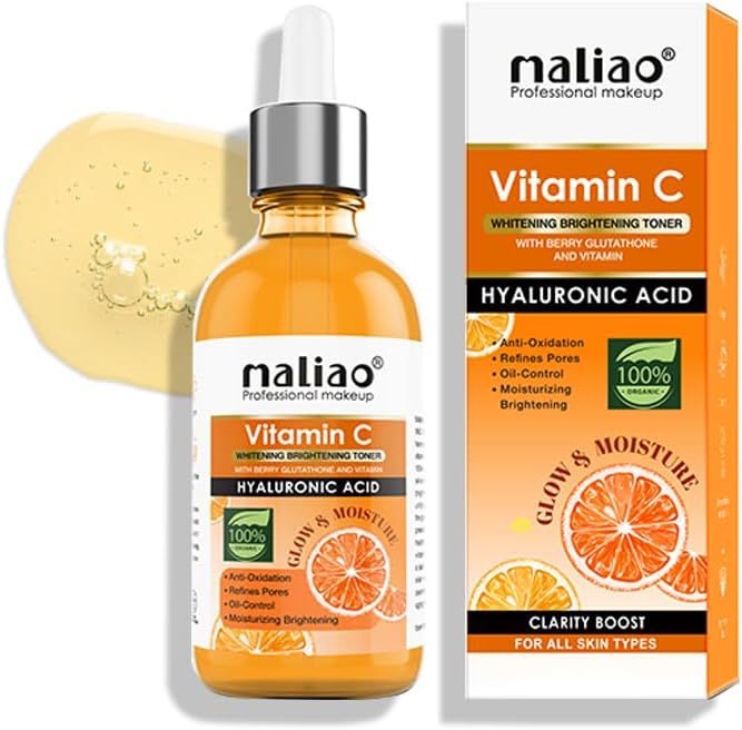 Maliao Vitamin C Whitening Brightening Toner with Berry Glutathione & Hyaluronic Acid – Anti-Oxidation, Pore Refining, All Skin Types, 30ml - Image 3