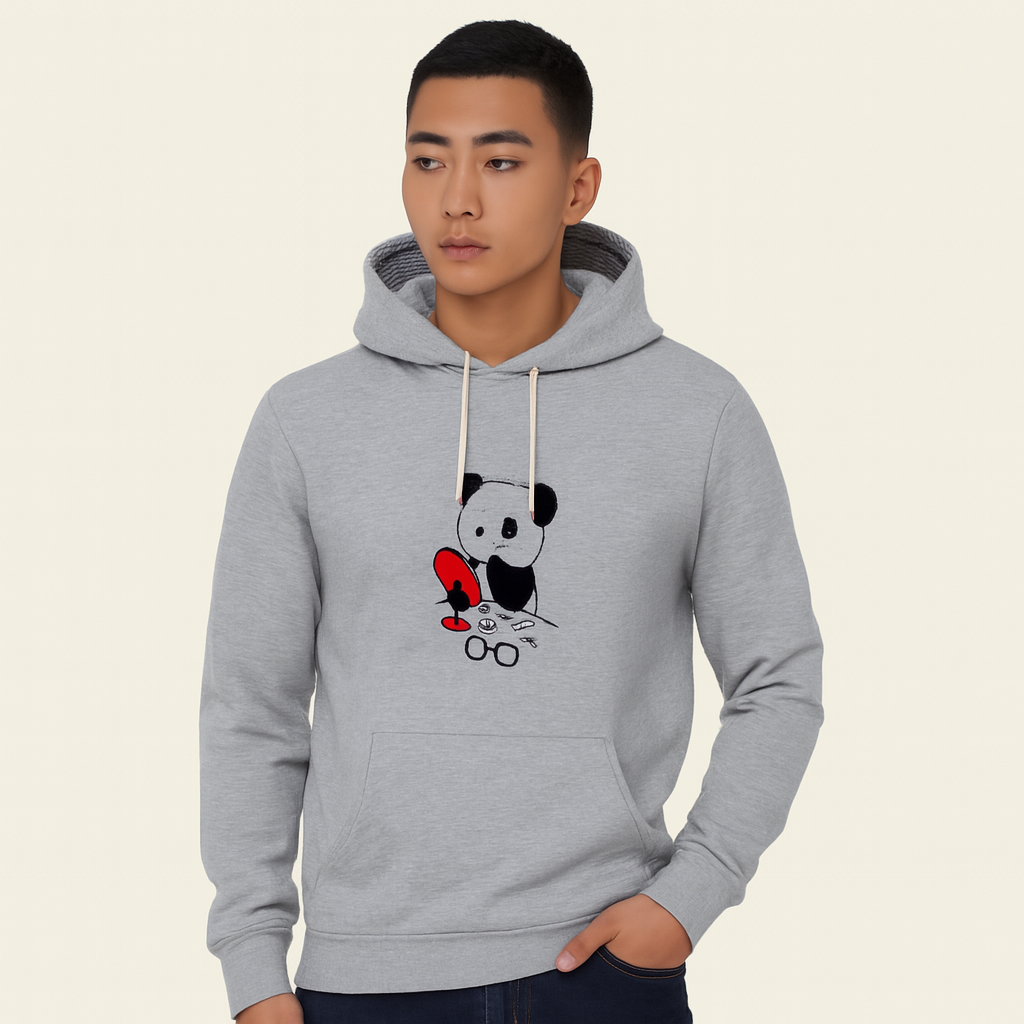 Premium Grey Bear Print Hoodie for Men & Boys – Summer Casual Collection - Image 2