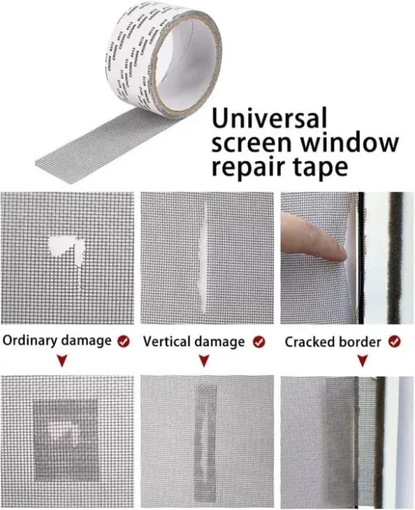 Mesh Roll Tape Window Screen Repair Patch – Strong Self-Adhesive Fiberglass Mesh, Easy DIY Screen Repair Tape for Windows & Doors (2 Meter) - Image 4