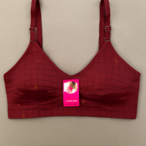 Jersey Print Bra – Comfortable Everyday Wear (Maroon)