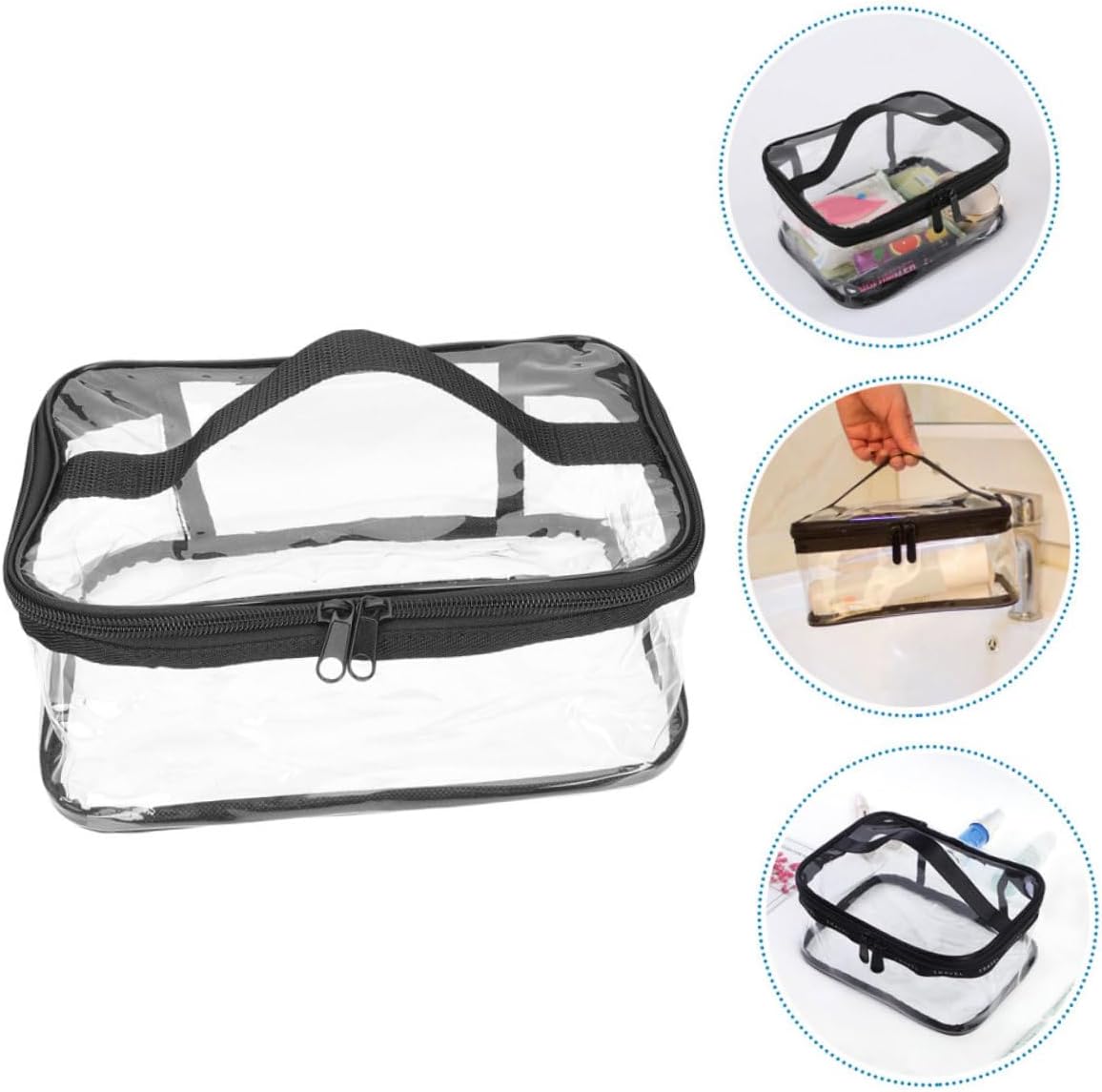 Clear Travel Makeup Bag – Waterproof, Portable, and Stylish Organizer for Cosmetics & Toiletries - Transparent Clear Cosmetic Bag, Portable Toiletry Bag, Zipper Organizer, Transparent Travel Makeup Pouch - Random Color - Image 4