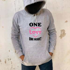 New Summer Collection Full Grey Hoodie one love one heart Printed For girl And Boys