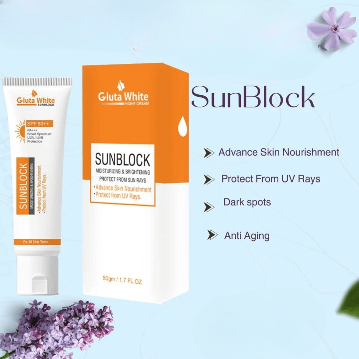 Gluta White Sunblock – Whitening & UV Protection Sunscreen For All Skin Types - Image 2