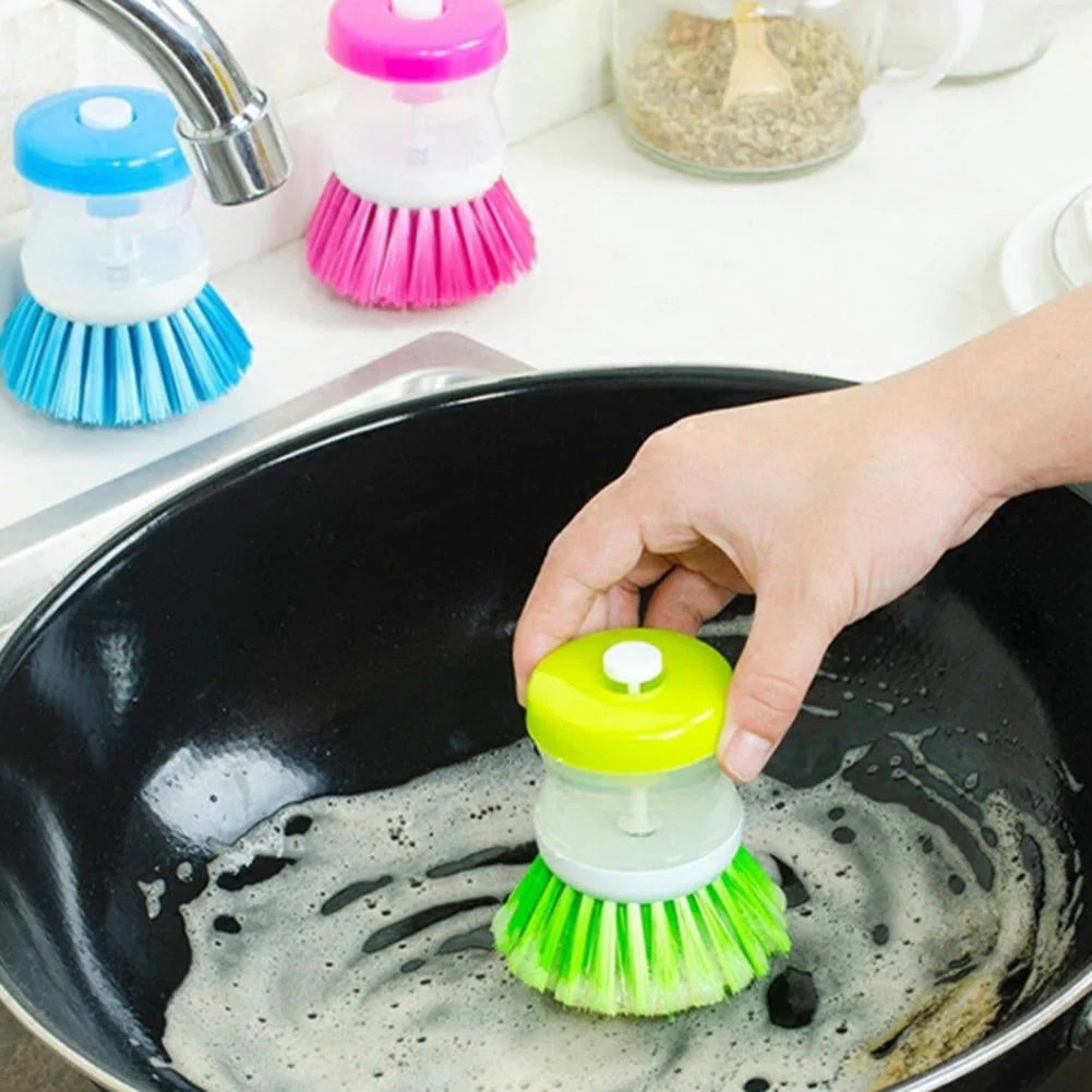 Mini Kitchen Liquid Dish Cleaning Brush | Scrubber Tool, Oil-Resistant, Scrubbing Sponge Remove Stains (Random color) - Image 2