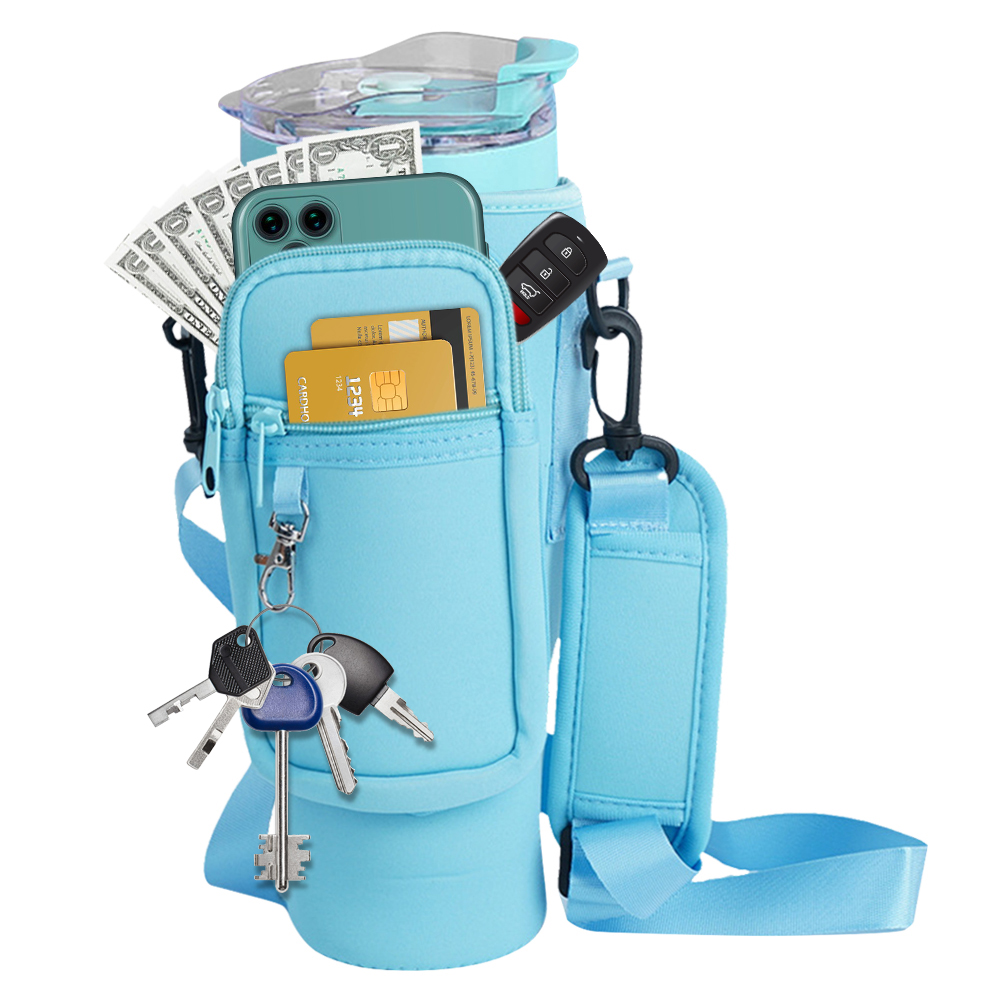 Water Bottle Carrier Bag with Phone Pocket for Stanley Quencher Cup with Handle Water Bottle Holder Pouch - For 1200 ML Bottle - Image 4