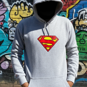 New Summer Collection Full Grey Hoodie SUPER MAN Printed For girl And Boys