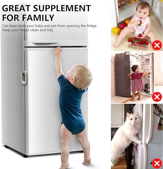 Child Safety Refrigerator Lock – Self-Adhesive Fridge & Freezer Door Lock with Double Safety Button – Easy One-Hand Use - Image 2