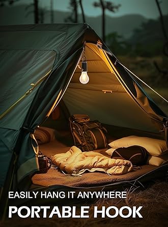 Rechargeable Portable LED Camping Lantern, Tent Lamp with Clip Hook, Essentials Tent Accessories Emergency Camping Lights for Backpacking Camping Hiking Fishing Hurricane Outage type -c charging - Image 2