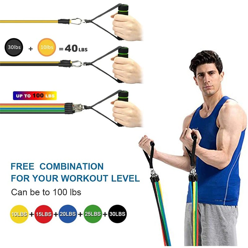 11 Piece Power Resistance Band Set Strength Training Yoga Sports Fitness Band Equipment for Men and Women - Image 2