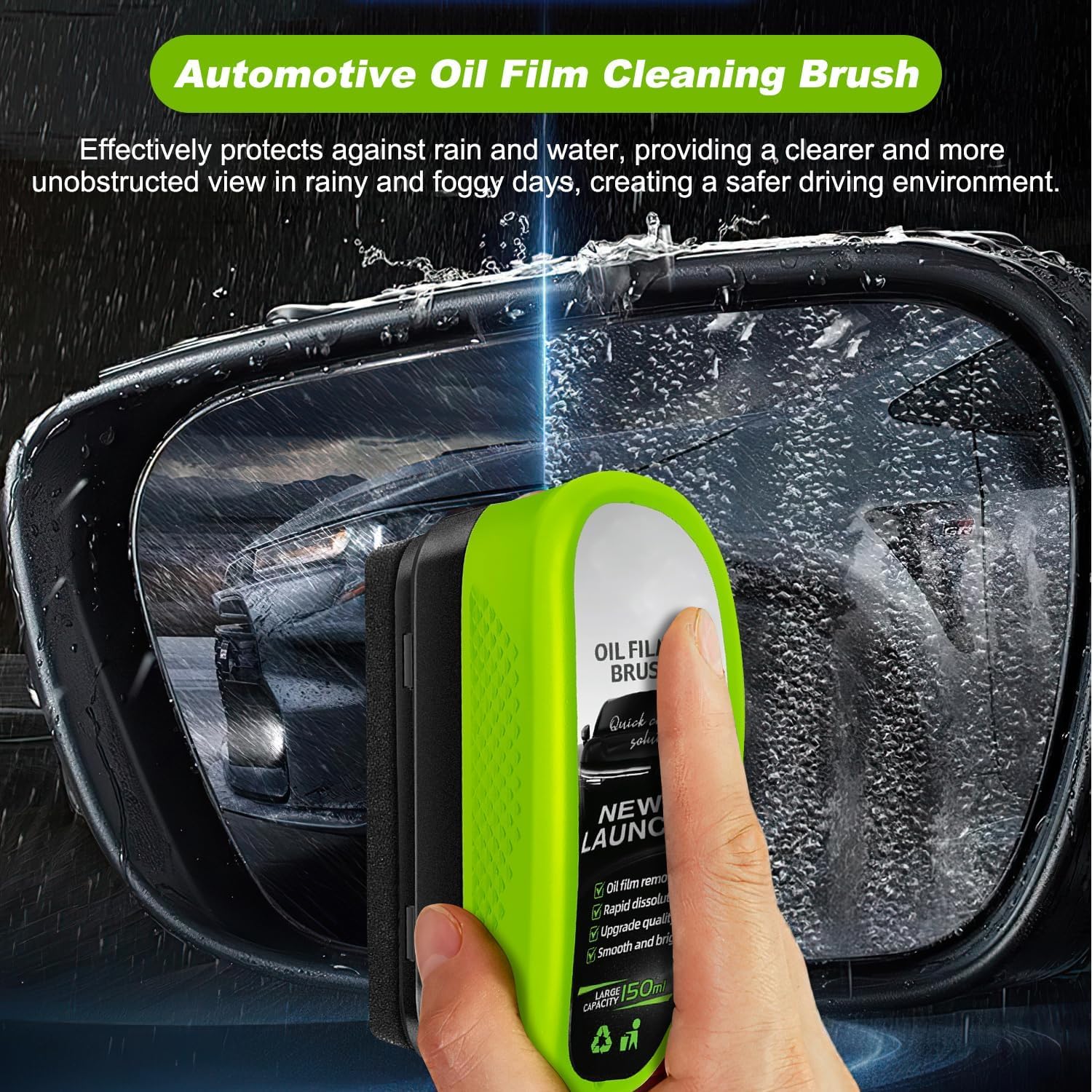 Universal Glass Cleaner,clear Vision Car Glass Oil Film Cleaner Brush For Windshield | Bottle also  Included - Image 3