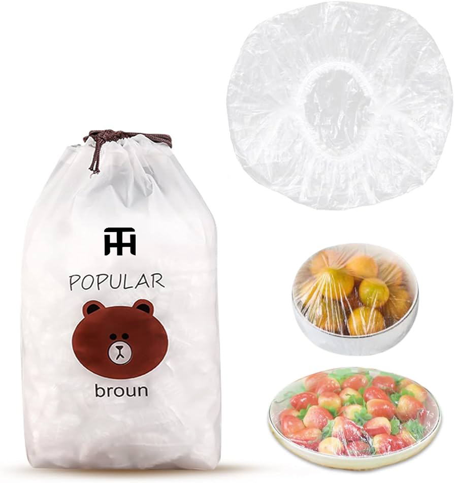 Combo Deal Disposable Food Cover Plastic Wrap 100 Pcs + 2 Pcs Dishwashing Rug | Reusable elastic food storage covers & Metal Wire Dish Washing Rugs For Kitchen - Image 2