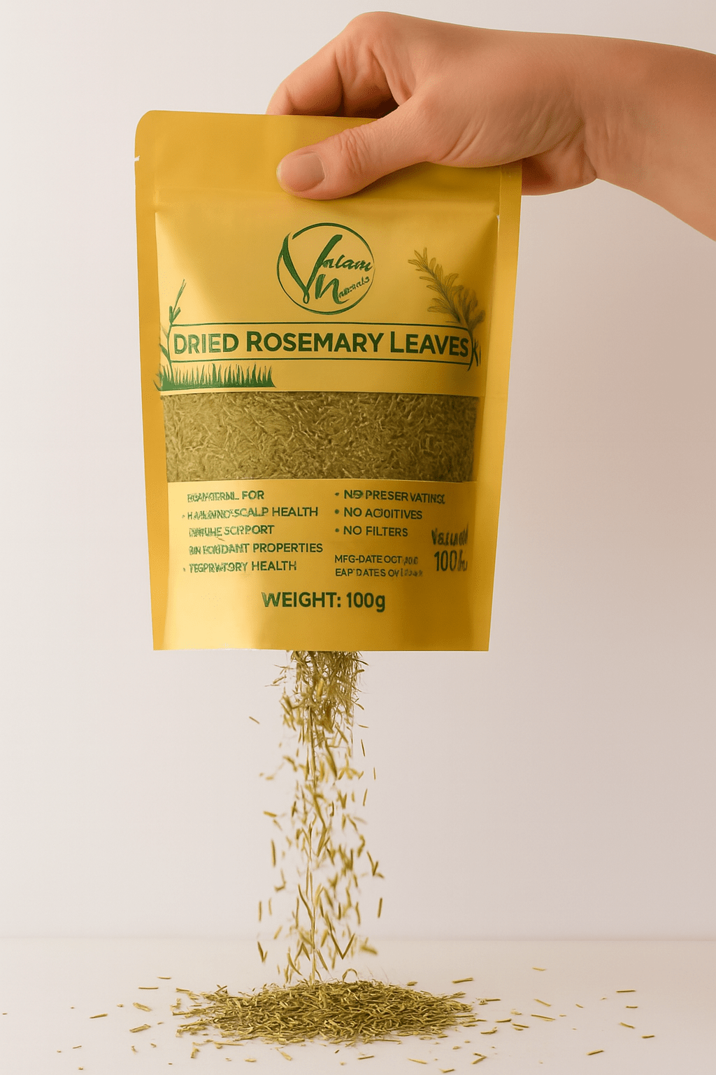 Valam Naturals Dried Rosemary Leaves 100g – 100% Natural, Preservative-Free Herb for Cooking, Hair & Scalp Care, and Immune Support - Image 3