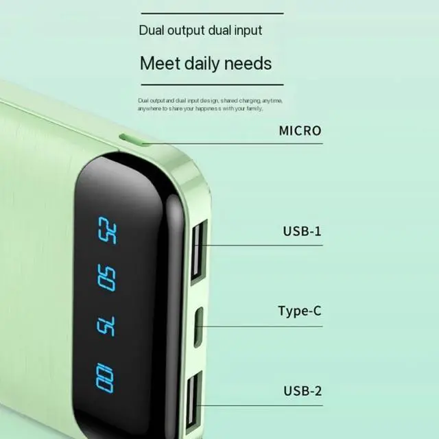 Portable Power Bank 20000mAh – High Capacity with LED Display & Fast Charging Support (Random color) - Image 3