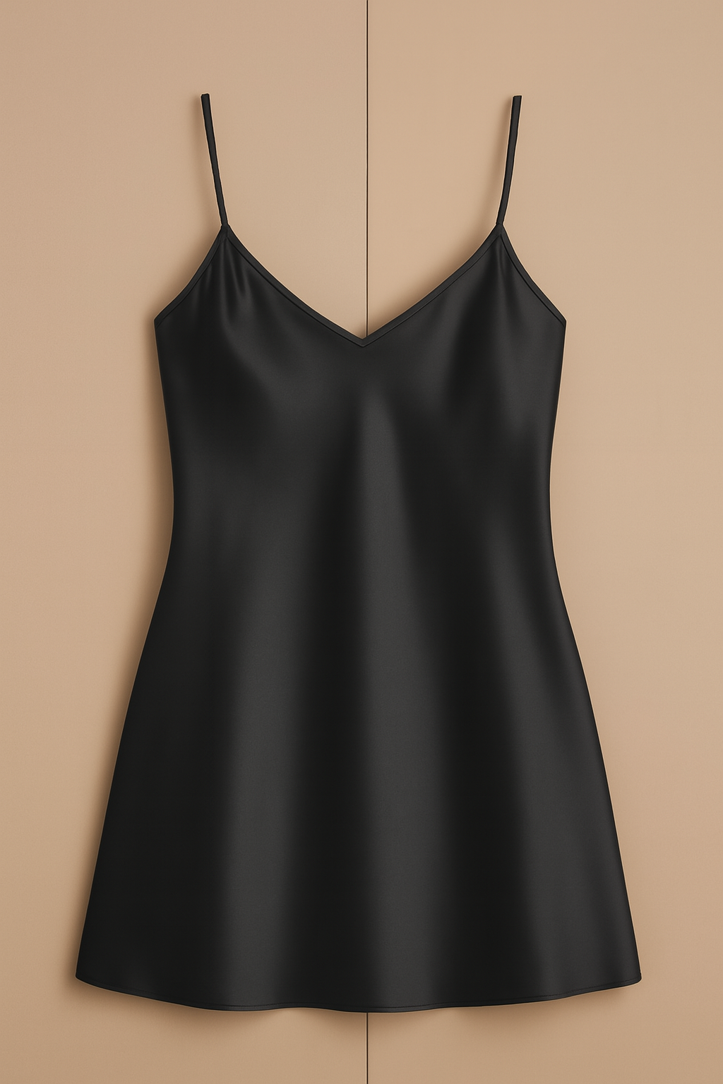 Black Satin Slip Dress – Sleeveless Camisole with Adjustable Thin Straps | Free Size - Image 2