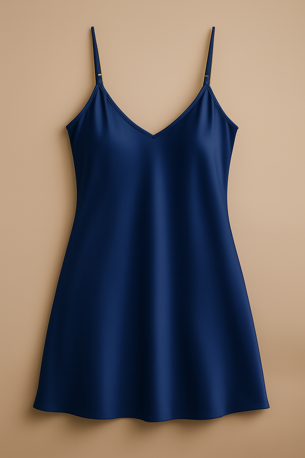 Black Satin Slip Dress – Sleeveless Camisole with Adjustable Thin Straps | Free Size