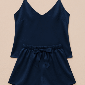 Satin Sleepwear Set – Luxe Camisole & Shorts in Navy, Maroon & Black | Silky Soft, Elegant FitSatin Sleepwear Set – Luxe Camisole & Shorts in Navy, Maroon & Black | Silky Soft, Elegant Fit