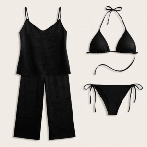 Satin Silk Camisole & Pajama with Bikini Set – Dual Style Nightwear for Women (DC-4003)