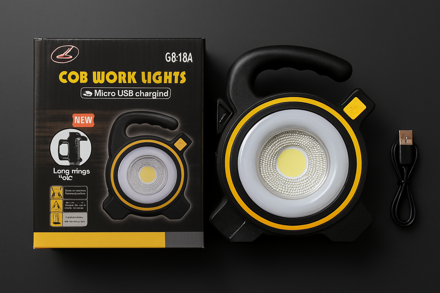 COB LED Work Light JY-819A – Rechargeable Portable Torch with Micro USB Charging, Ultra-Bright Illumination & Durable Design for Home, Car & Outdoor Use - Image 4