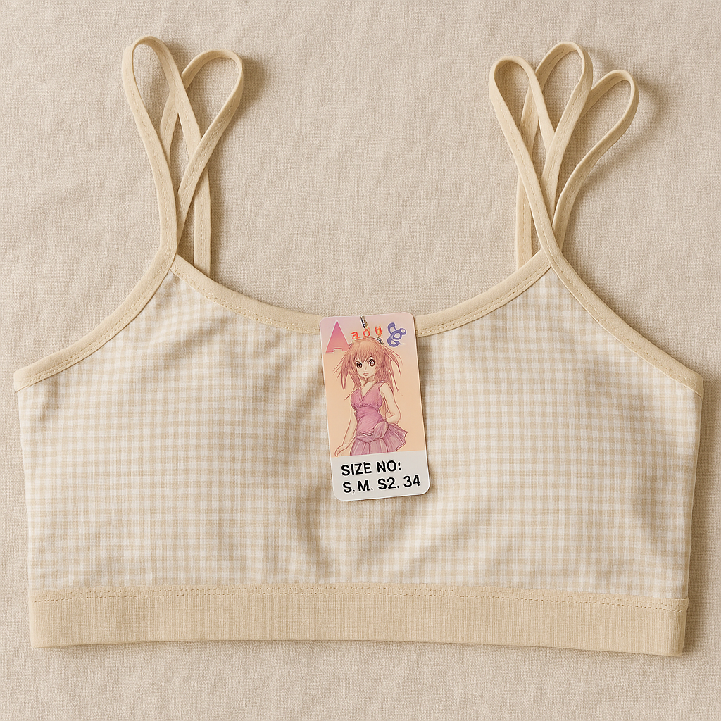 Dotted Style Soft Malai Bra for Girls – Double Straps, Lightweight & Comfortable Non-Padded Bra (Beige) - Image 3