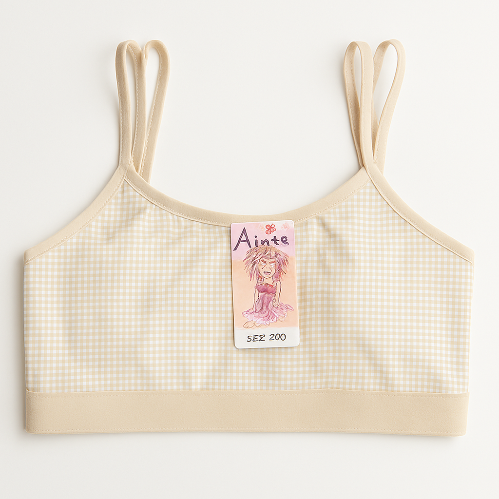 Dotted Style Soft Malai Bra for Girls – Double Straps, Lightweight & Comfortable Non-Padded Bra (Beige) - Image 2