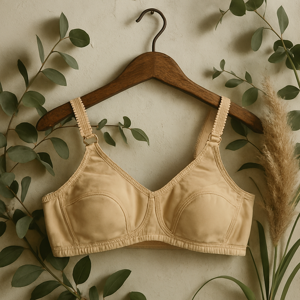 Cotton Plain Non-Padded Bra – Lightweight, Comfortable Everyday Wear (Sizes 32–42, Beige) - Image 2