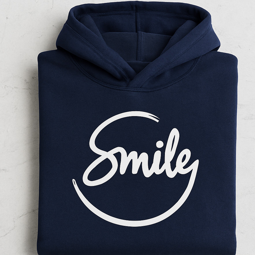 Navy Blue Smile Hoodie for Men | Premium Quality, Stylish & Machine Washable - Image 2
