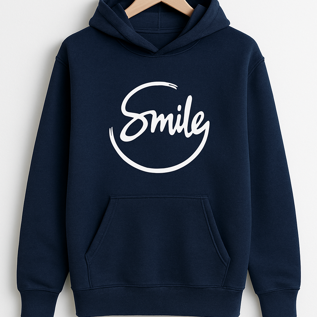 Navy Blue Smile Hoodie for Men | Premium Quality, Stylish & Machine Washable - Image 3