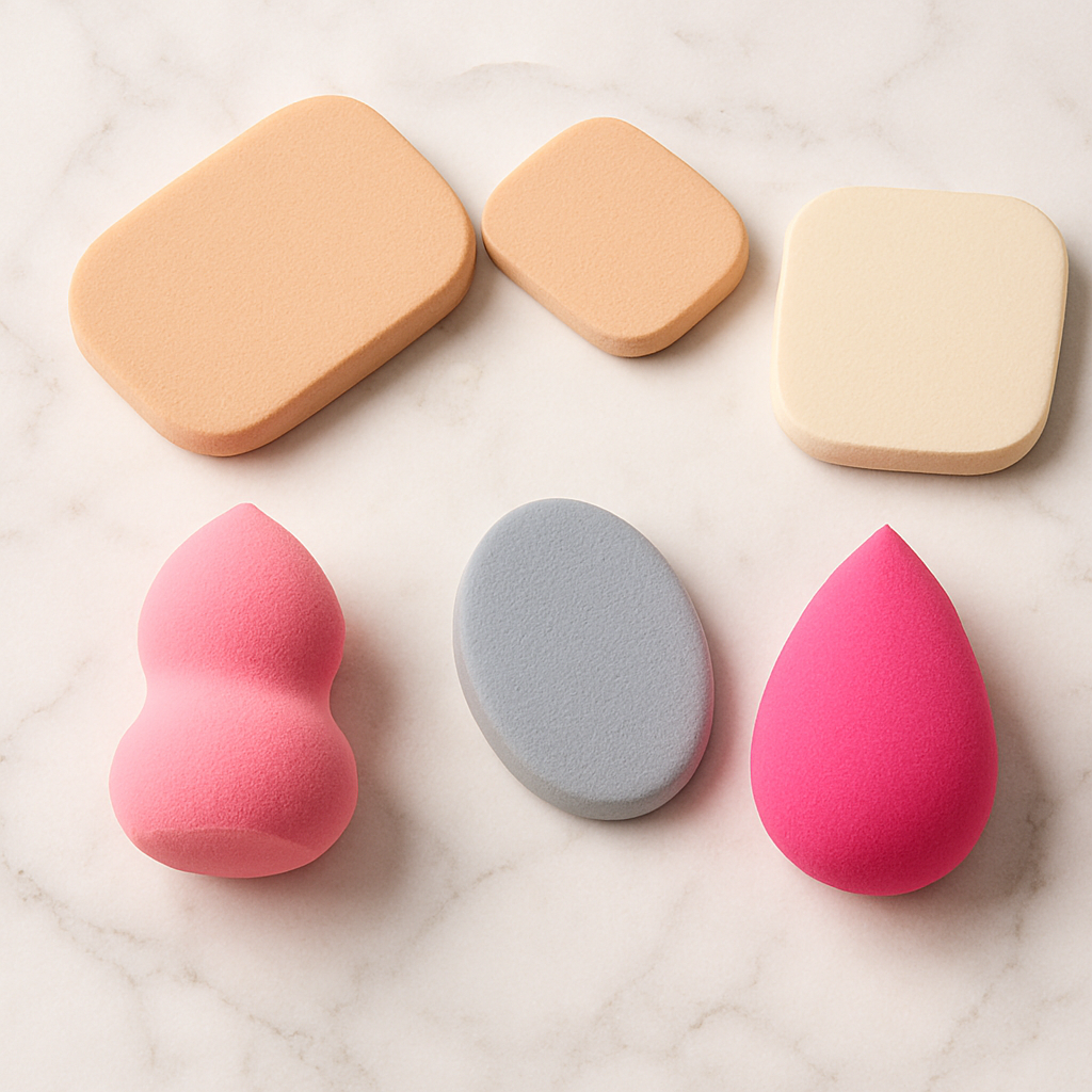 Beauty Blender Sponge & Powder Puff Set – Multicolor Makeup Applicators for Face Powder, Cream Blush & Concealer (Pack of 6) (Random Colors) - Image 2