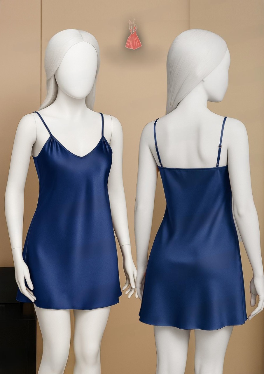 Black Satin Slip Dress – Sleeveless Camisole with Adjustable Thin Straps | Free Size - Image 4