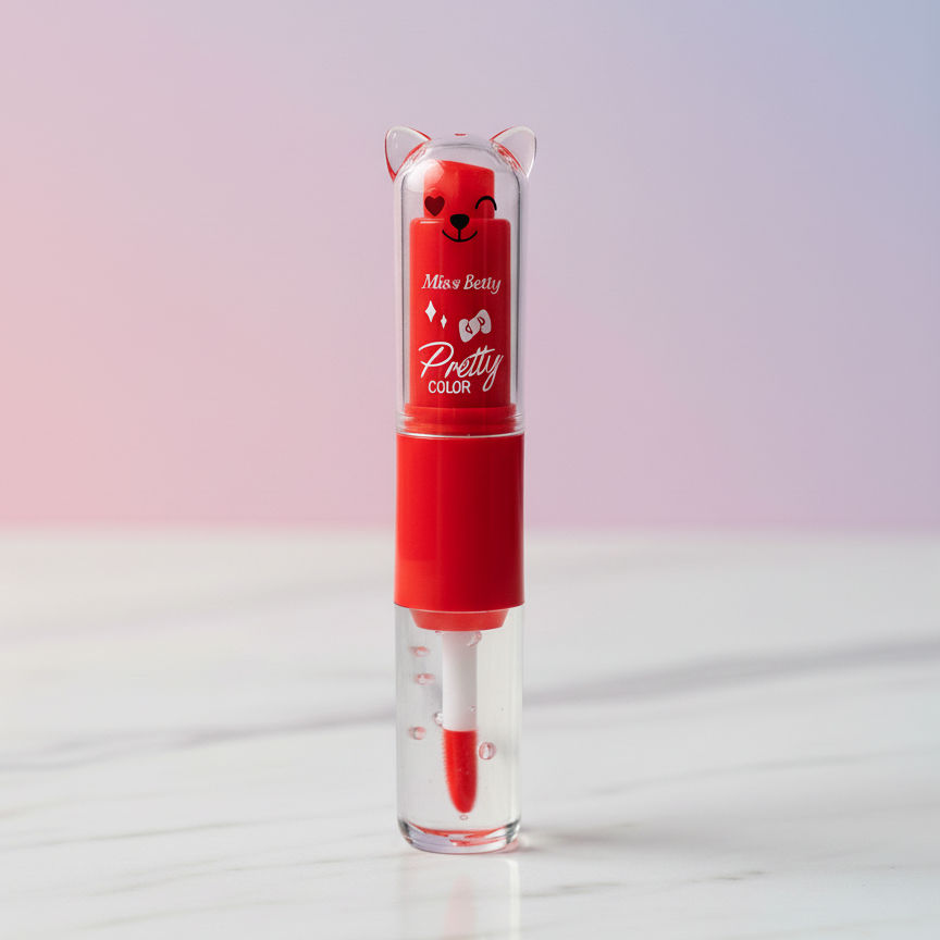 2 in 1 Cute Lip Balm + Lip Oil – Moisturizing, Glossy & Nourishing Lip Care | Available in Yellow, Red, Pink, Dark Pink, Purple & Sky Blue - Image 3