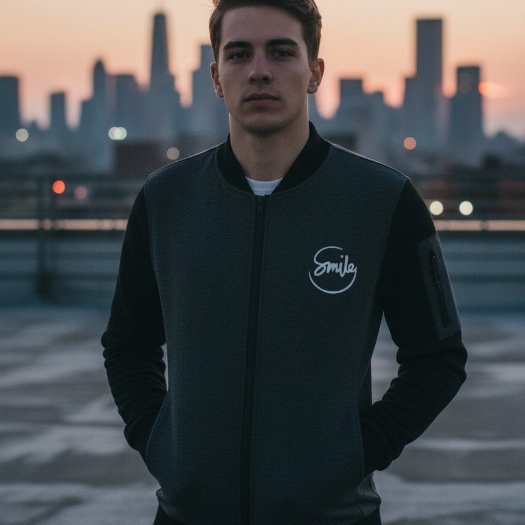 New Winter Collection Charcoal Grey “Smile” Printed Zipper Jacket for Men & Boys – Premium French Fleece, Stylish, Warm & Comfortable Winter Wear (M, L, XL) - Image 4