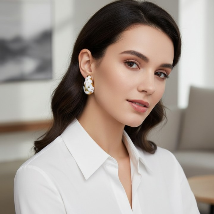 Flower Hollow Drop Earrings – Stylish Women’s Fashion Jewelry in Multiple Colors Pink, Green, Orange, White, Purple, Blue, Red, Black (PQT-105) - Image 4