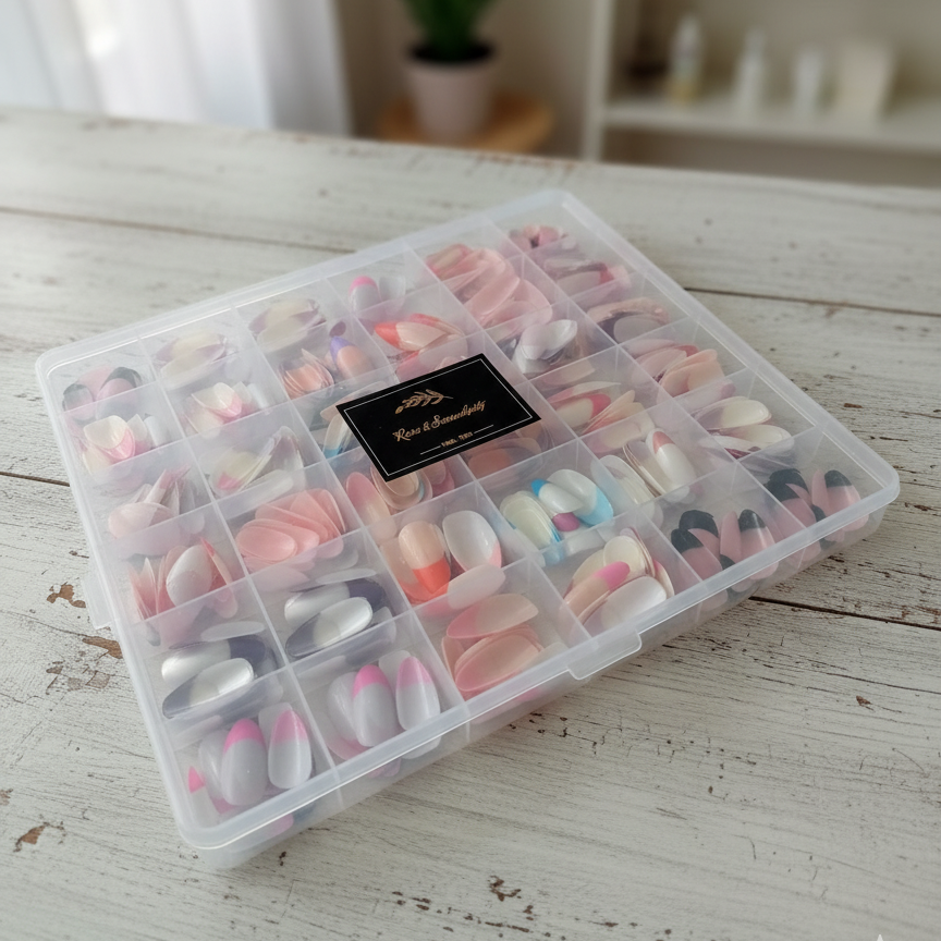 288 Pcs French Nails Set – Multicolor ABS Plastic Nail Tips, Smooth & Even Coverage, Durable, Easy-to-Apply, Perfect for DIY & Professional Manicures - Image 3