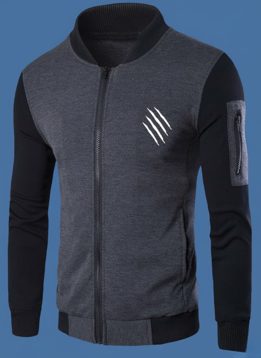 New Winter Collection Charcoal Grey Printed Zipper Jacket for Men & Boys – Premium French Fleece, Smart Fit, Stylish & Comfortable Winter Wear - Image 2