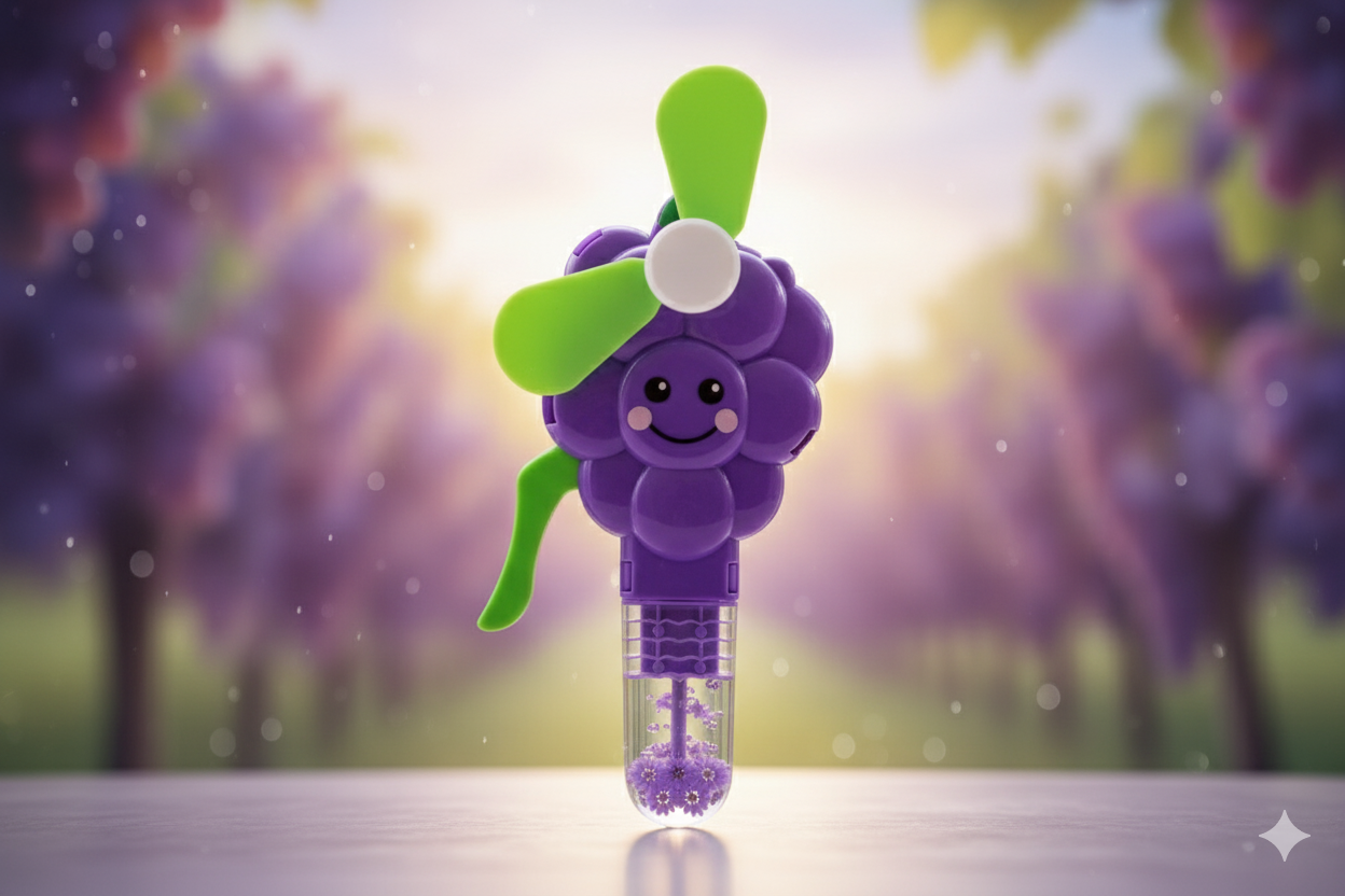 Handheld Fruit Shape Toy Fan for Kids – Cute Cartoon Design, Safe Soft Blades, Portable Mini Fan for Summer Play & Cooling (Random Design) - Image 4