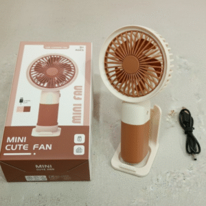 Mini Cute Fan – Portable USB Rechargeable Handheld Cooling Fan for Kids & Adults, Stand/Base Included (Random Color)