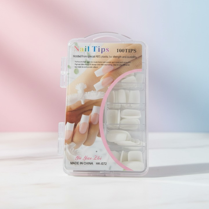 100 Pcs Fake Nails Set – White ABS Plastic Nail Tips, Durable & Easy-to-Apply, Smooth Finish for DIY Nail Art & Professional Salon Manicure - Image 4