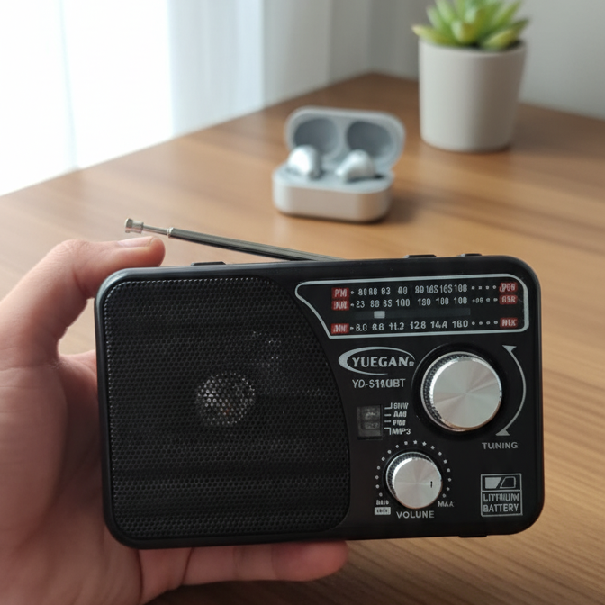 YUEGAN YG-518URT 3-Band Portable Radio with USB/TF MP3 Player, Aux Input, Flashlight & Rechargeable Battery – AM/FM/SW - Image 2